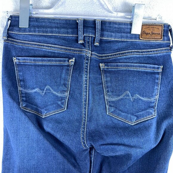 Pepe Jeans Womens Skinny Fit Slim Leg Denim Stretch Regular Waist Blue Size W28 - Picture 9 of 10